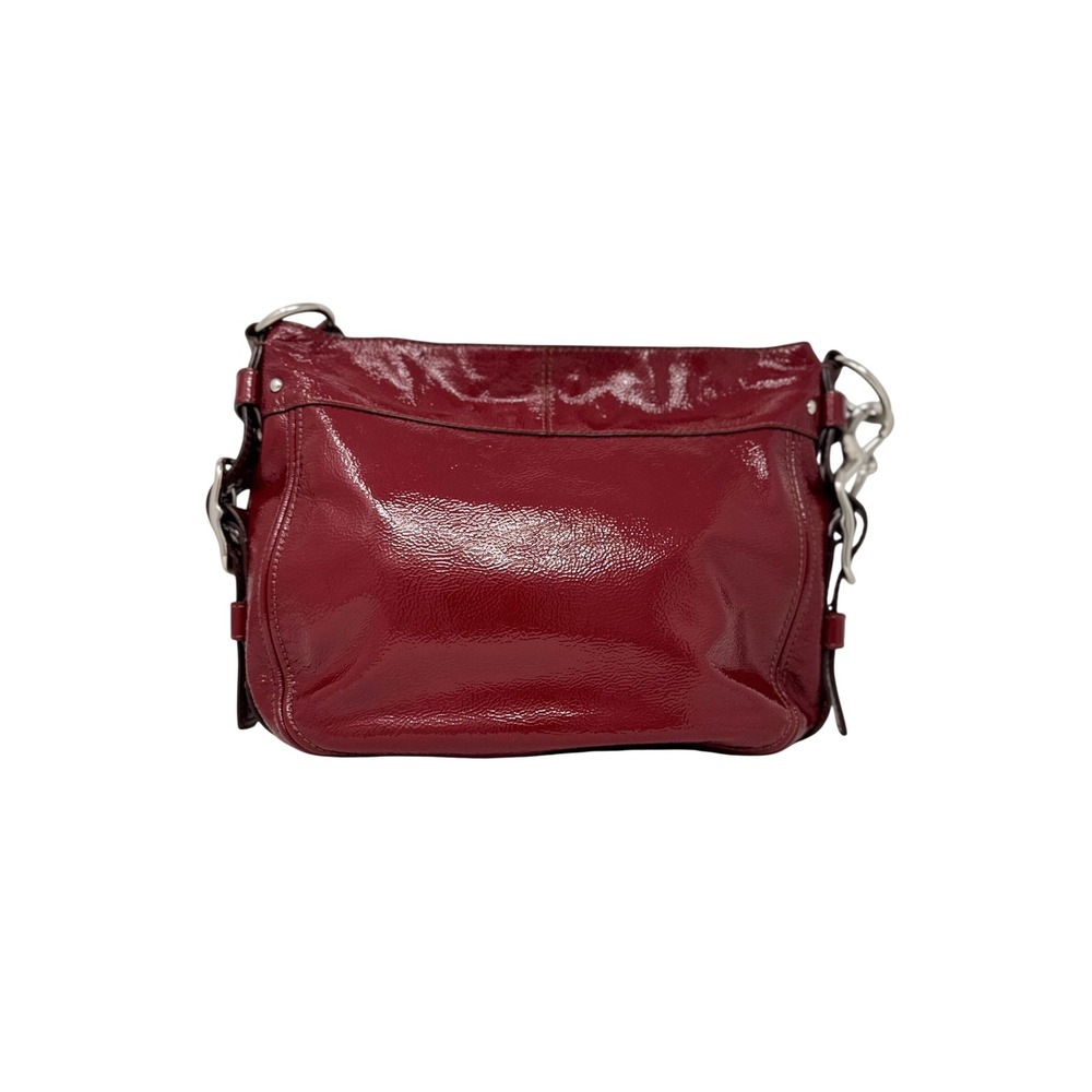 Coach Zoe Red Patent Leather Hobo Shoulder Bag F12735 Y2K Silver Hardware - Picture 3 of 12
